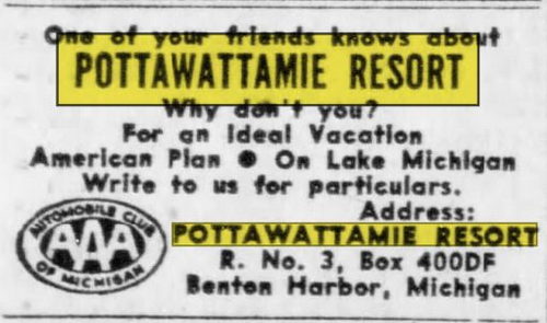 Pottawattamie Resort Motel - May 4 1958 Ad